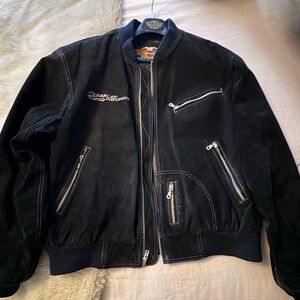 Harley-Davidson Black Suede Bomber Jacket for Men